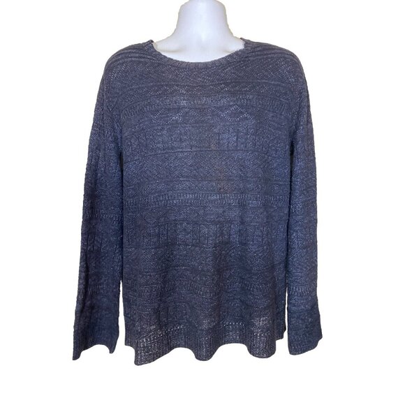 Polo Ralph Lauren Sweater Mens Large Blue Vintage Linen Cotton Blend Crewneck - Picture 1 of 10